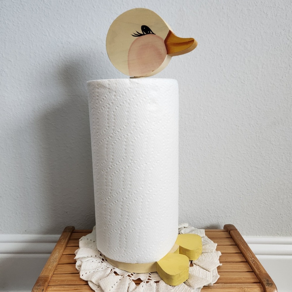 Vintage Wooden Goose Duck Paper Towel Holder Country Cottage Granny Core Decor
